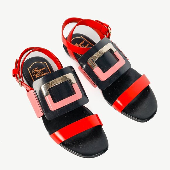 Roger Vivier SS/14 Colour-Block Buckle Flat Sandals - Picture 1 of 10
